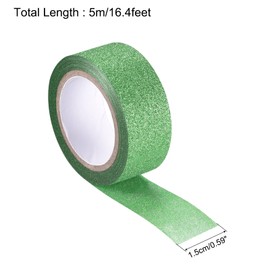 MECCANIXITY 0.6inch x 16.4ft Glitter Tape, Decorative Craft Tape Self Adhesive Stick Green 1.5cm x 5 M for Scrapbook, DIY Arts, Gift Wrapping
