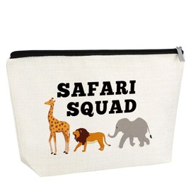 African Animal Gift for Girl Women Safari Squad Makeup Bag Gifts for Wild Animal Lovers for Daughter Sister Bff Female African Safari Decoration Cosmetic Bag Christmas Birthday Gift Travel Pouch