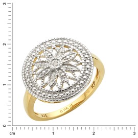 Diamonds by Ellen K. 358270817 Women's Ring 925 Sterling Silver Bicolour Diamond Yellow 0.05 Carat, Sterling Silver, Diamond