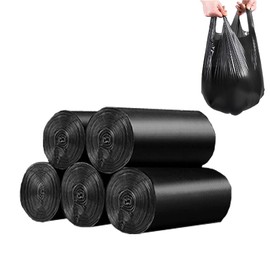 BAIYEUSO 100 Count 4 Gallon Small Black Trash Bags, Durable PE Material, Handles, Breakpoints, 46x60cm