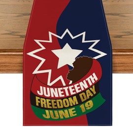 Artoid Mode June 19th 1865 African Freedom Day Juneteenth Table Runner, Black Liberation Kitchen Dining Table Decoration for Home Party Decor 13x72 Inch