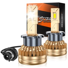 SEALIGHT D4S D4R Bulbs, 6000K Cool White 50000hrs LS HID Xenon Bulbs with 14000RPM Cooling Fan for HID Assembly, Pack of 2