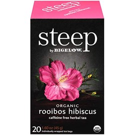 steep Organic Rooibos Hibiscus Herbal 20 Count Box, Certified Organic, Gluten-Free, Kosher Tea in Foil-Wrapped Bags