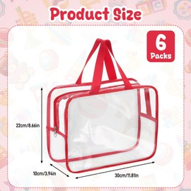 MICHIHOMIE 6 Colors Clear Toy Storage Bags, Waterproof PVC Organizing Bags with Zipper and Handle, 11.8 x 8.6 x 3.9inch Plastic Tote Bag for Building Blocks, Puzzles, Board Games, Book