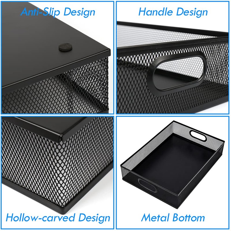 Desk Drawer Organizer, A4 Large Metal Mesh Desk Rrganizer Tray,
