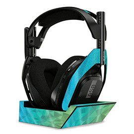 MightySkins Glossy Glitter Skin Compatible with Astro A50 Wireless Headphones + Base Station (Gen 4) - Blue Green Polygon | Protective, Durable High-Gloss Glitter Finish | Easy to Apply