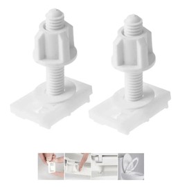 2PCS White Plastic Toilet Seat Hinge Bolts, Screws and Nuts with Washers, For Mounting Toilet Seats and Lids