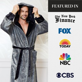 Luxurious Plush Bathrobe - Men's Robes with Hood - Comfortable Spa Gifts