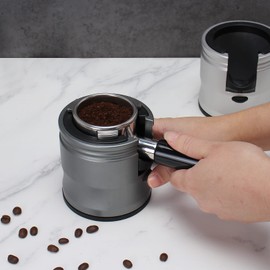DIBTSA Coffee Portafilter Holder,Espresso Tamping Station Aluminum Alloy Espresso Portafilter Stand for Most 51mm,53mm,54mm,58mm Coffee Portafilter (Round,Grey)