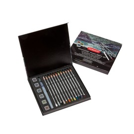 Derwent Graphitint Mixed Media Set, 19 Piece Set, Graphitint Paint, Pencils & Waterbrush (2305949)