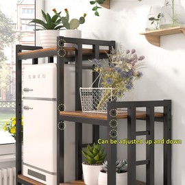 YCHF 6-Tier Kitchen Bakers Rack, Utility Storage Shelf, Mini Fridge & Microwave Oven Stand Table, Coffee Bar, Adjustable Shelves Freestadning for Kitchen Home Office