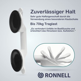 RONNELL – Haltegriffe für Senioren – Mega starker Halt – Haltegriff Dusche – Leichte Anbringung ohne Bohren