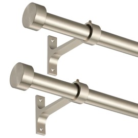 2-Pack Curtain Rod for Windows 48-84",Adjustable Window Curtain Rods with Premium Aluminum End Cap Finials and Full Surround Brackets,7/8"(0.073Feet) Diameter,Brushed Nickel Drapery Rods for Curtains