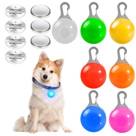 Pack of 7 Dog Light Pendants LED Flashing Light, Dog Collar Pendant for Dogs Cats, Pet Light Collar with 3 Flashing Modes, Safety Light, Key Ring for School Bags, Children, Joggers, Stainless Steel