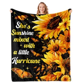 Sunflower Throw Blanket 50"x60" - Soft Fleece Blankets for Women, Sunflower Gifts for Women, Flower Butterfly Yellow Large Thick Blanket for Women on Birthday, Christmas, Thanksgiving, Holiday Decor