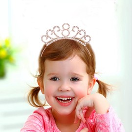 8th Birthday Sash and Tiara Rhinestone Crown for 8th Birthday Decorations Gift ( Rose Gold )