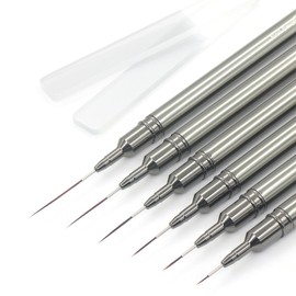 MYR 6Pcs Nail Art Liner Brushes and 2Pcs Nano Nail Files, Metal Nail Art Brushes, Nail Art Pens, Nail Art Tools, suitable for Long Lines, Thin Details, Fine Drawing Sizes 6/9/12/15/18/25mm