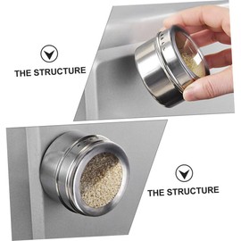 VICASKY 8pcs Stainless Steel Magnetic Spice Jars Airtight Spice Containers with Double Sieve Design for Easy Sprinkling Versatile Storage Teas and Office Supplies