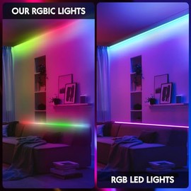 PSTAR PSTAR RGBIC LED TV Hintergrundbeleuchtung, 3 m LED Streifen LED Fernseher Beleuchtung, mit APP und Fernbedienung, Farbwechsel USB Musik Sync fr 45 bis 65 Zoll TV und PC