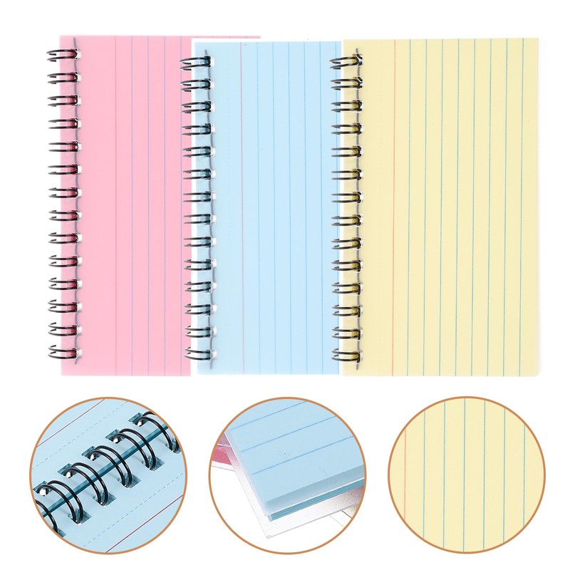 Lurrose 3Pcs Colorful Index Cards Notebooks 4.9X3 Inch Small Spiral