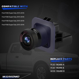Rear View Backup Camera Compatible with Ford F250 F350 F450 F550 Super Duty 2015 2016, Replace FC3Z-19G490-A FC3Z-19G490-B Reverse Camera, Waterproof Back Up Camera