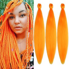 BALINGHAIR Braiding Hair Pre-Stretched Kanekalon High Temperature Synthetic Fiber Braid Hair 28 Inches (Orange, 28 Inch (Pack of 3))