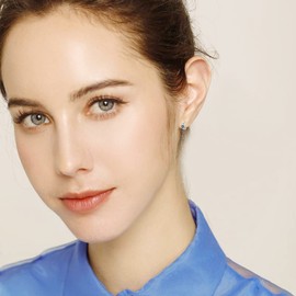 Cubic Zirconia Hoop Earrings 925 Sterling Silver Small Birthstone Earrings with Zirconia Birthstone Hinged Folding Hoop Earrings for Women Children 10 mm, 10 mm, Sterling Silver