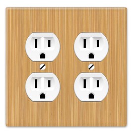 WIRESTER Double Duplex Outlet Cover Wall Plate/Switch Plate - Bamboo Wood Texture Design