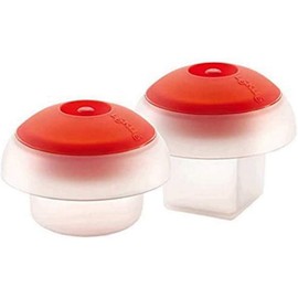 Lekue Ovo Egg Cooker Kit of 1 Square Egg Mold and 1 Round Egg Mold (Set of 2), Red (3402400SURU008)
