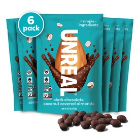 UNREAL Dark Chocolate Coconut Almonds - Certified Vegan, Gluten Free, Fair Trade, Non-GMO, No Sugar Alcohols or Soy (3 bags) (1 Bag (Pack of 6))