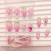 Pink Almond Press on Nails Medium Fruit Fake Nails 3D