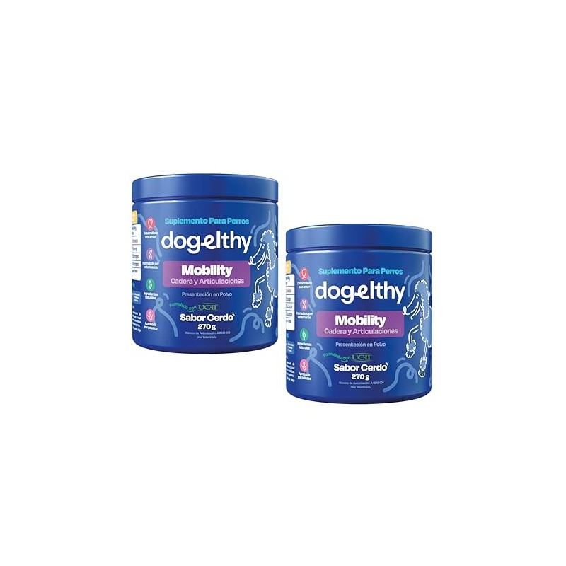 Dogelthy Pack de 2 Mobility Suplemento Condroprotector en Polvo para