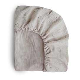 mushie Extra Soft Muslin Fitted Crib Sheet | 192 Thread Count | 28"x 52" (Falling Stars)