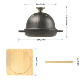HAWOK Pre-Seasoned Cast Iron Garlic Roaster with Bamboo Tray, 5-Inch，BBQ Grill Garlic Baker, Mini Cocotte, Black, Set of 2