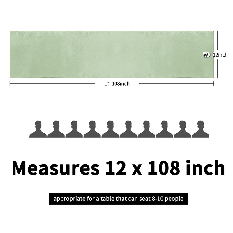15 Pack Sage Green Satin Table Runners 12 x 108