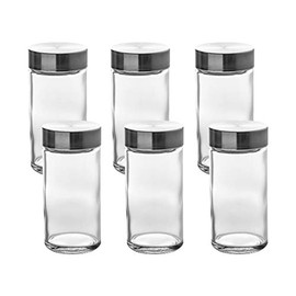 VITA PERFETTA 6 x Spice Jars with Shakers, Glass Spice Jars with Lids Storage for Oils, Spices, Herbs, Tea 80ml (9.5 x 4.5cm)