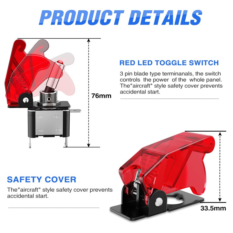 Nilight Ignition Switch Panel 12V 2 in 1 Rocker with