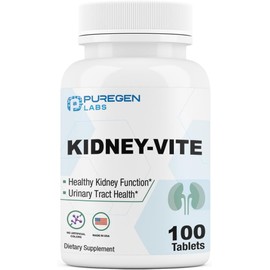 Puregen Labs Kidney-Vite | Premier Kidney, Renal Support | Non-GMO, Gluten-Free, No Artificial Color Additives - 100 Vegetarian Tablets