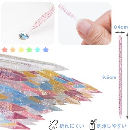 Nail Dot Sticks, Nail Art Tools, Set of 50, Deque Cuticle Pusher, Multi-functional, Dot Pen, Nail Stick, Cuticle Pusher, Cuticle Processing, Nail Tools, Nail Salon, Home DIY, Fashionable Crystal Handle, Plastic (Mixed Color)