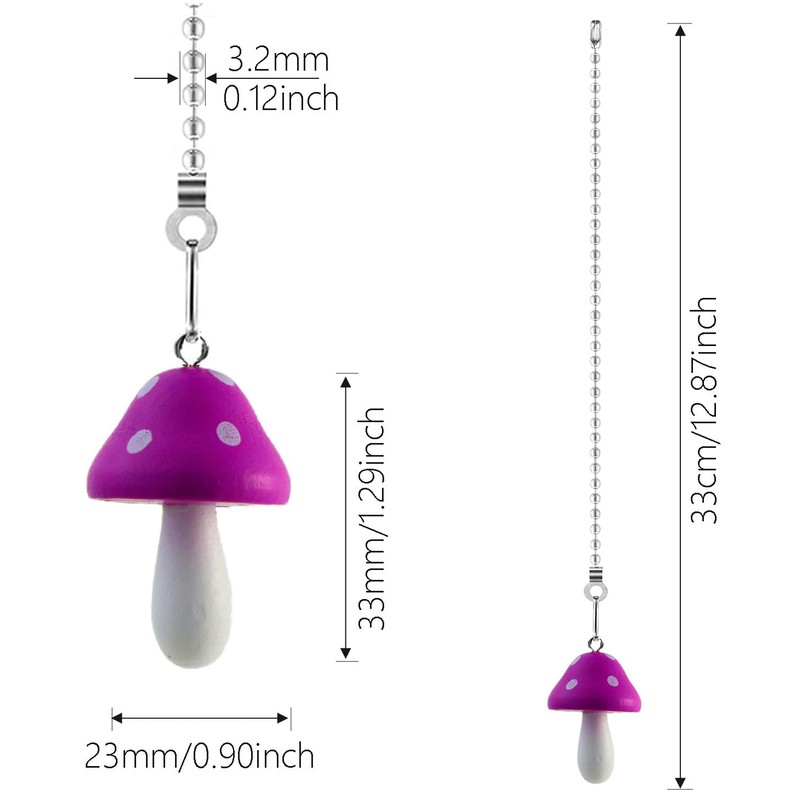 Hyamass Ceiling Fan Pull Chain Extender - 12" Wooden Mushroom