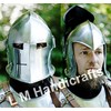 L M Handicrafts Medeaval Visored Barbuta Templar Crusader Silver Viking