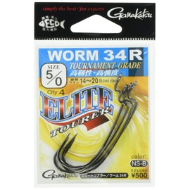 Gamakatsu Worm Hook Elite Tourer Worm 34R 4/0 4 pcs NS Black 67711