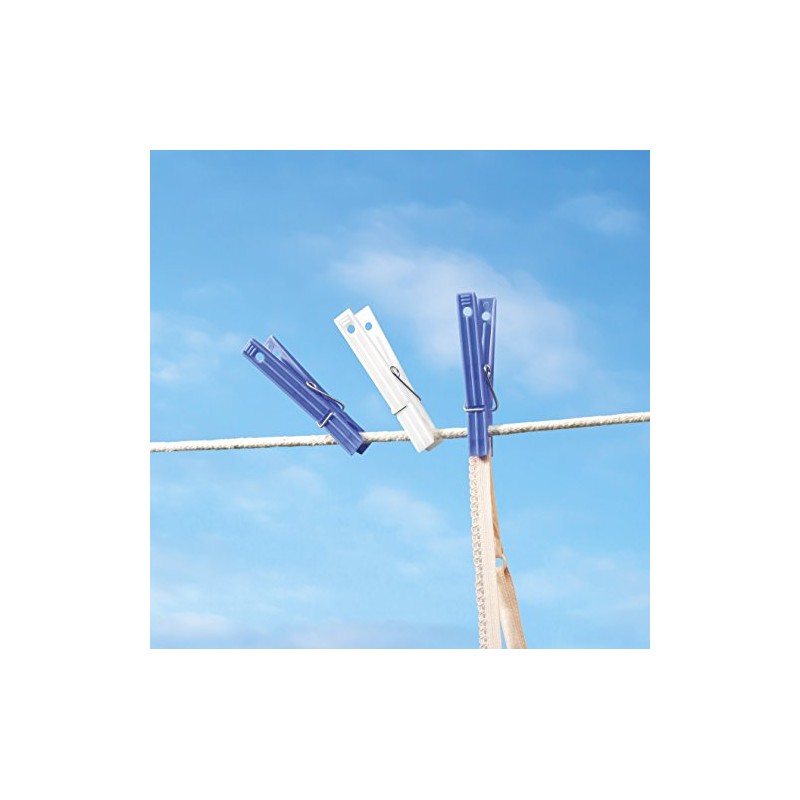 Whitmor Plastic Clothespins Set of 50, S/50, White and Blue