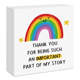 Thank You Gifts, Cute Rainbow Wooden Box Sign, Thank You Gift Appreciation Gifts for Women Best Friend Teacher Mom Wooden Plaque Sign Living Room Bedroom Home Desk Table Shelf Decor Christmas