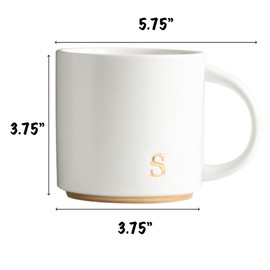 COLLECTIVE HOME - Tazas de cerámica con monograma, tazas de café con inicial dorada de 15 onzas, elegantes tazas de té del alfabeto, elegante taza personalizada con caja de regalo, tazas de lujo para