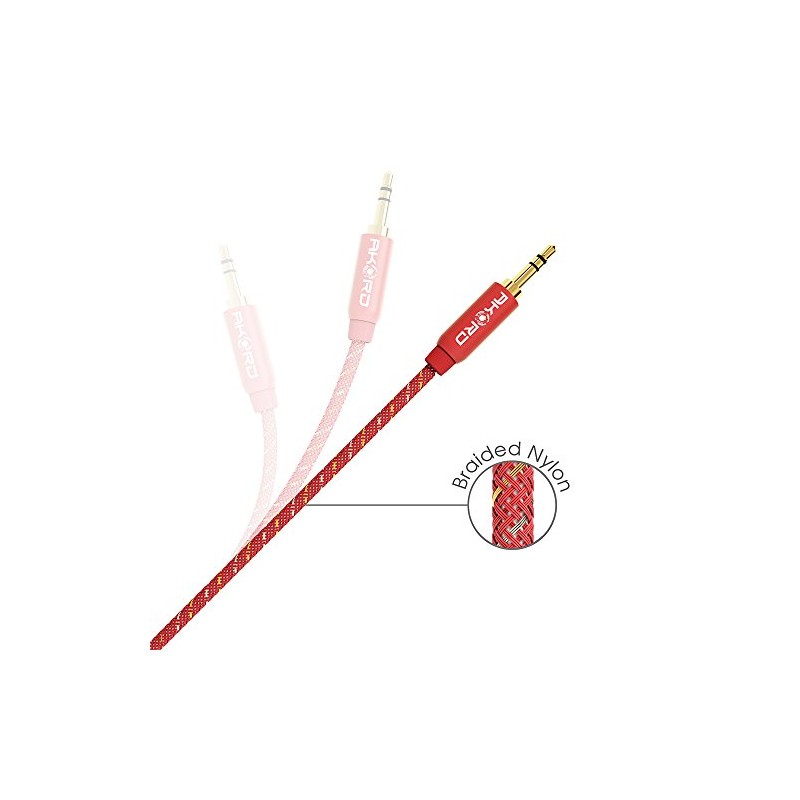 AKORD 2 m 3.5 mm AUX Audio Cable - Red