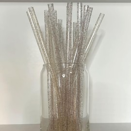 Unique Gold Glitter Reusable Plastic Straws (Pack of 10) - Perfect for Parties, Weddings & Catering Events