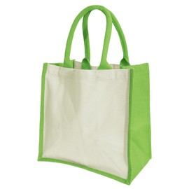 Westford Mill W421 Printers' Midi Jute Bag - Eco-Friendly, Reusable, and Stylish Jute Shopping Tote - Apple Green