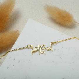 But God Bible Inspirational Faith Necklace - Dainty Stainless Steel Gold Letter Necklace Gifts for Women