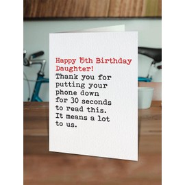 Brainbox Candy - Funny 15th Birthday Card For Daughter - 'Putting Phone Down' - Happy Birthday Daughter - Age 15 - Cheeky Joke Banter Card - From Mum Dad - Parents - Daughter's Fifteenth Birthday